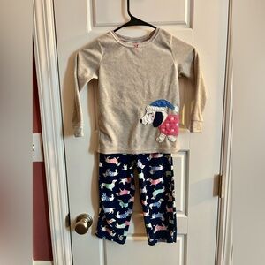 Carter's Girls' Size 5 Fleece Dog Dachshund Pajama Set PJs 2-Piece